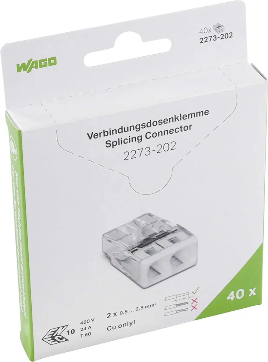 WAGO Mini Lasklem 2-voudig 2x0.5-2.5mm²