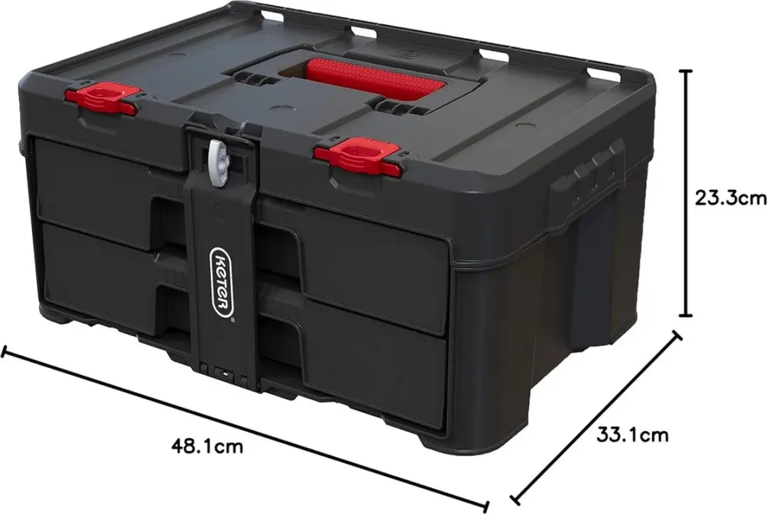 Keter Stack'N'Roll Gereedschapskoffer - 2 Lades - Zwart