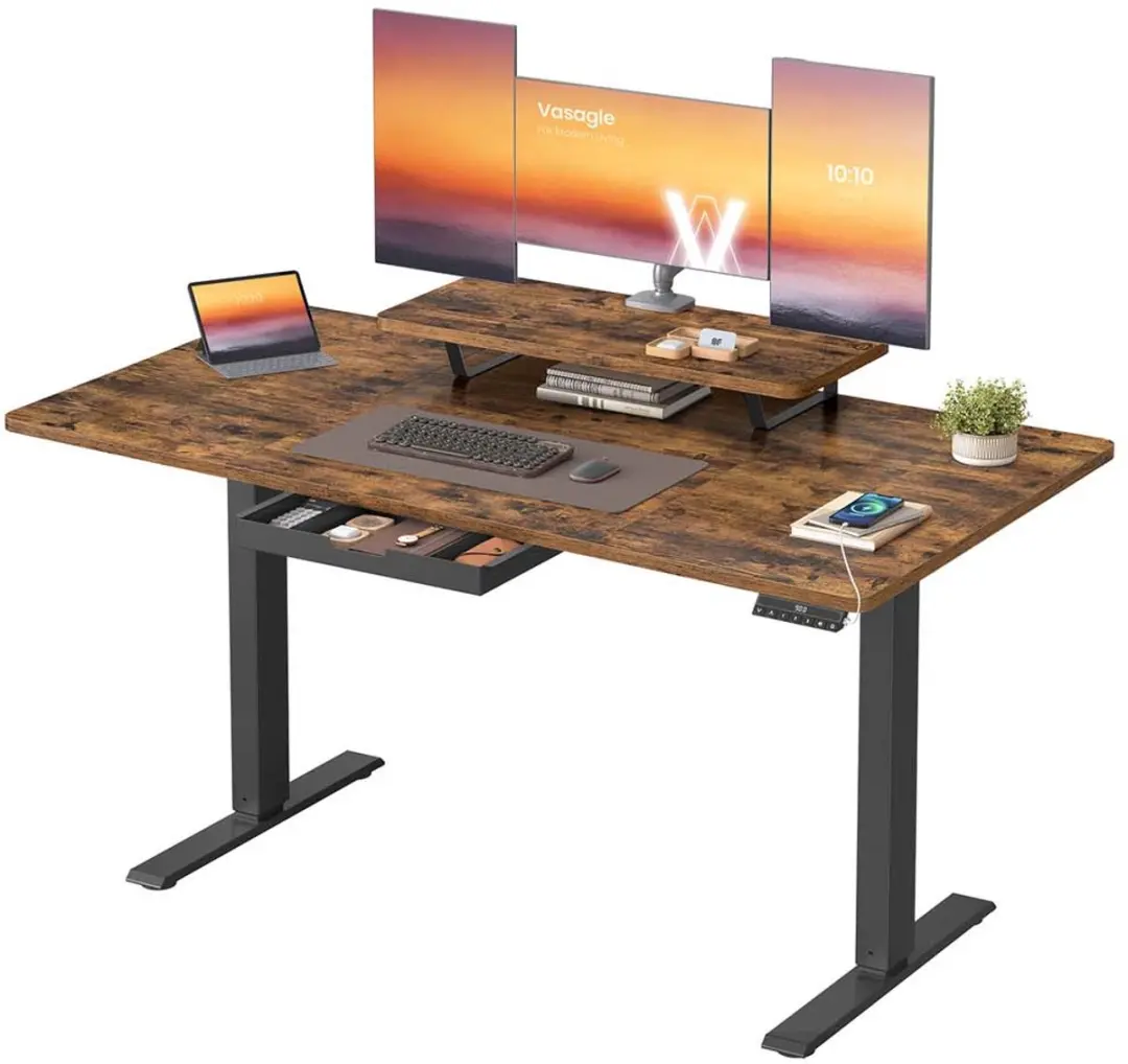 Songmics Bureau Hoogteverstelbaar Vintage Brown