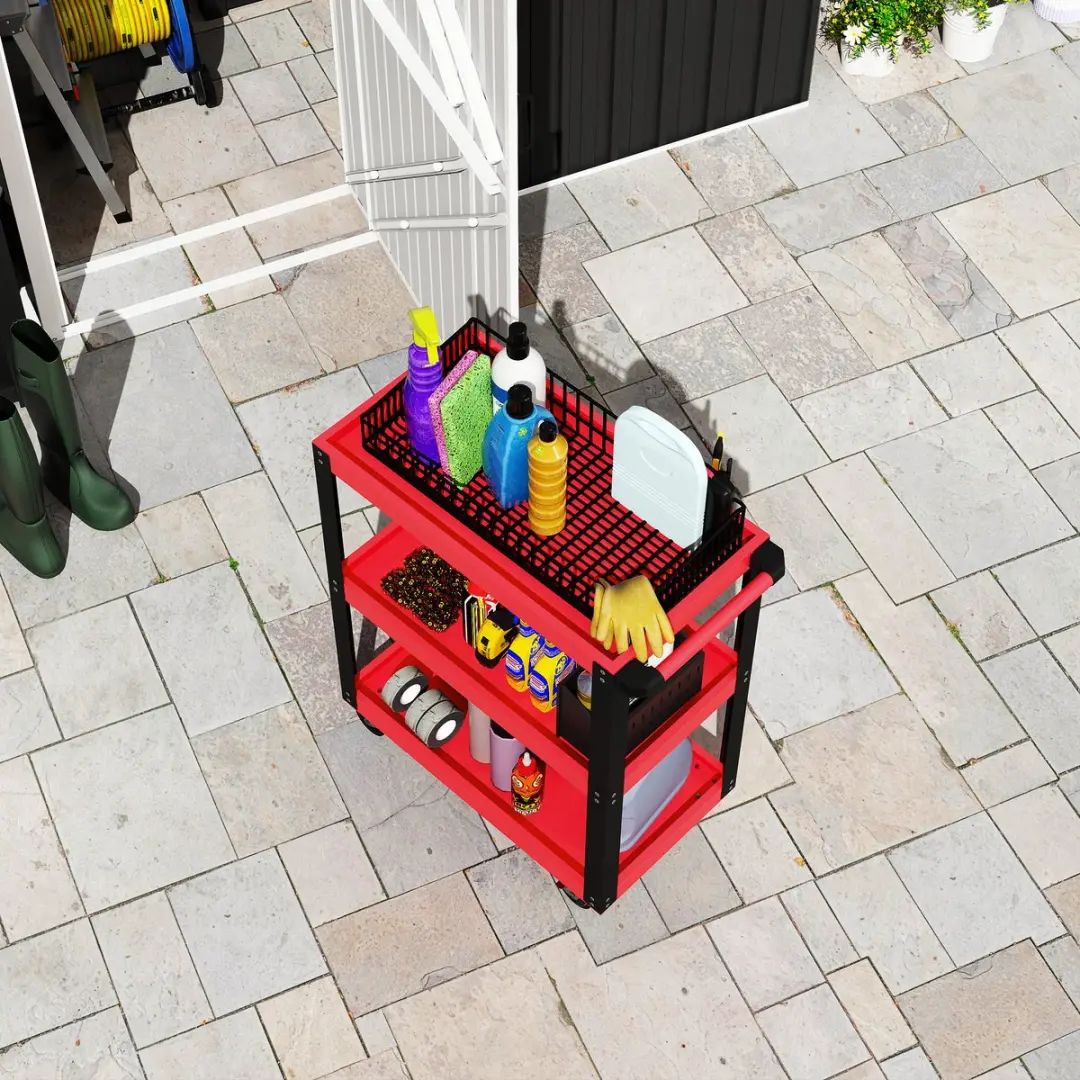 Homcom Gereedschapswagen Metaal 70,5x35x82,5cm - Rood
