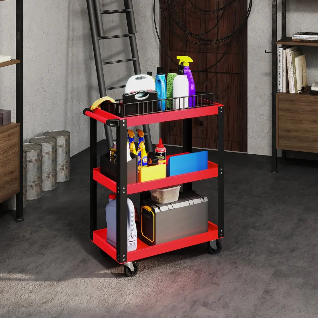 Homcom Gereedschapswagen Metaal 70,5x35x82,5cm - Rood
