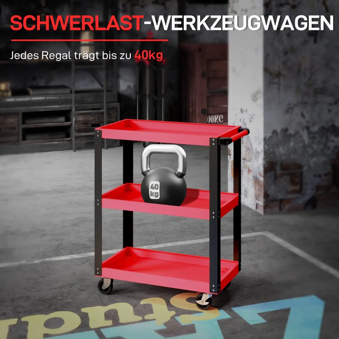 Homcom Gereedschapswagen Metaal 70,5x35x82,5cm - Rood