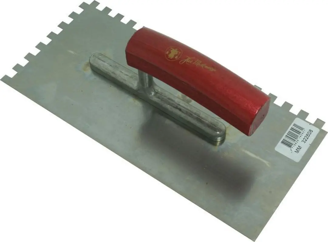 Melkmeisje Plakspaan 2-zijden Getand 280x130mm - Rood/Zilver