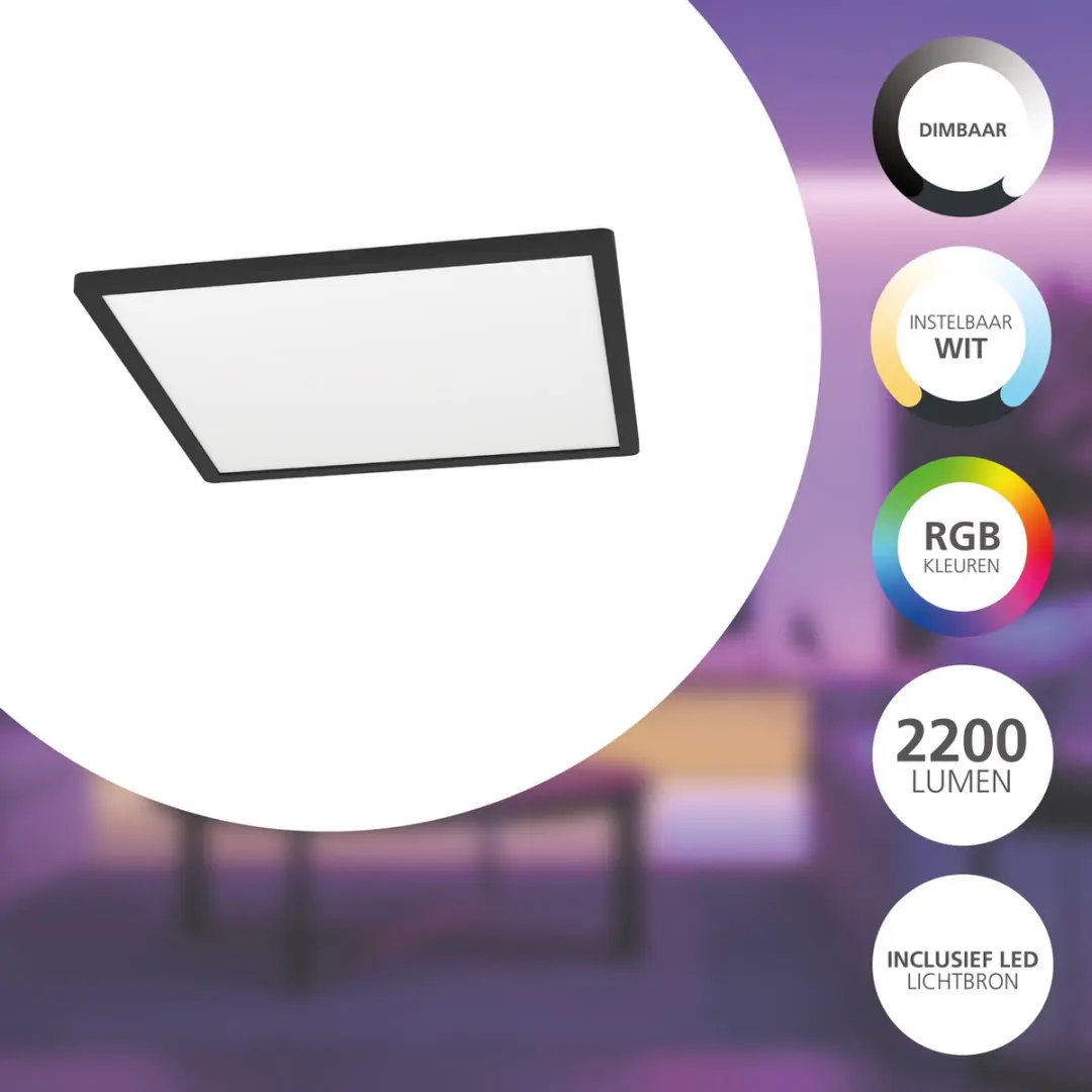 EGLO connect.z Rovito-Z Plafondlamp 42cm - Zwart/Wit - RGB & Wit - Zigbee