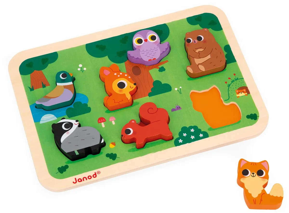 Janod Chunky Bosdieren 3D Puzzel 7 Stuks
