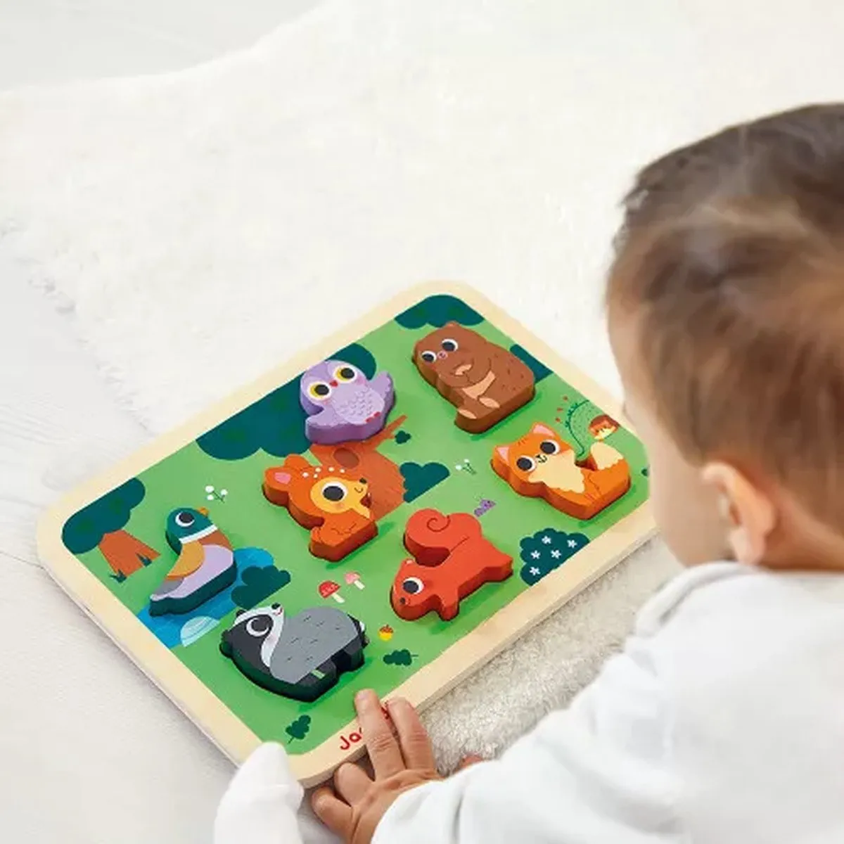 Janod Chunky Bosdieren 3D Puzzel 7 Stuks - 1,5cm dik