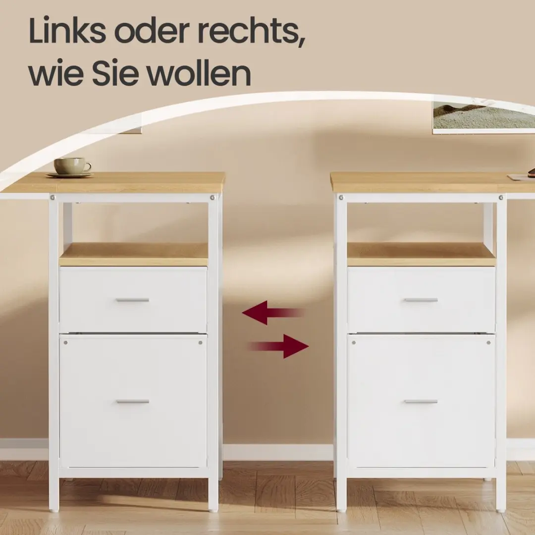 Songmics Computerbureau - 140x60cm - Natuurlijk eiken & parelwit - afbeelding 6 van 6