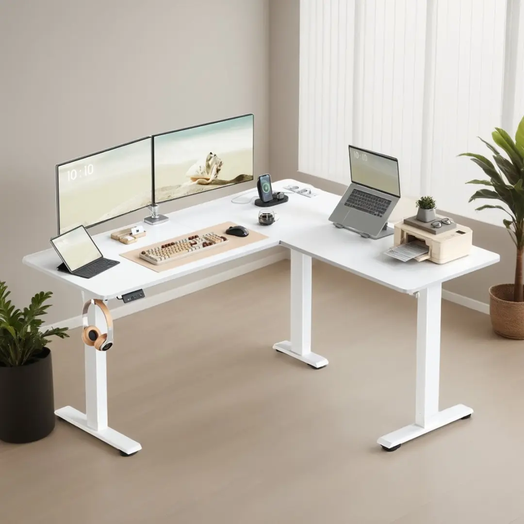 Songmics Hoekbureau Elektrisch Wit