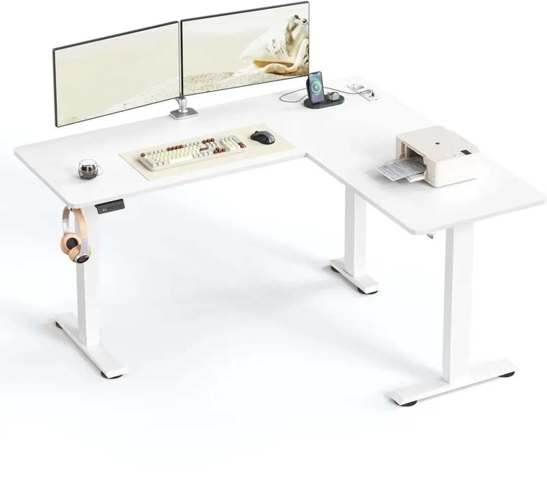 Songmics Hoekbureau Elektrisch Wit - Met Oplaadstation - afbeelding 6 van 6