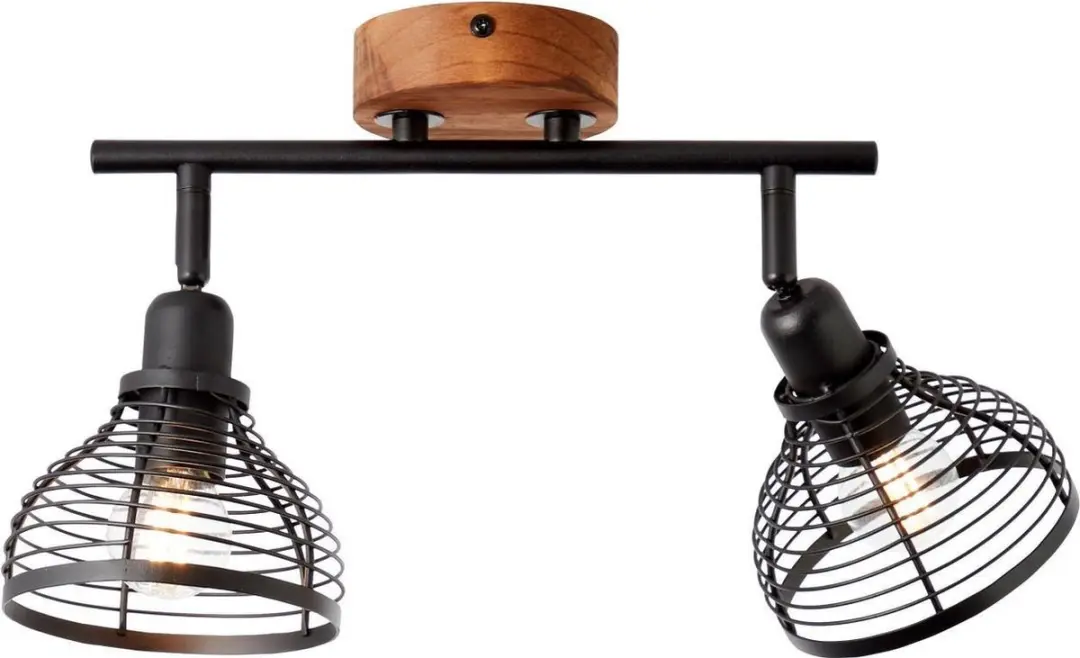 Brilliant Avia Plafondspot E14 - 2x40W - Zwart/Hout