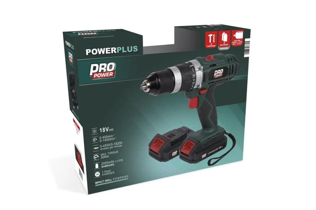 Powerplus POWP8060 Klopboormachine 18V - 2x 2000mAh