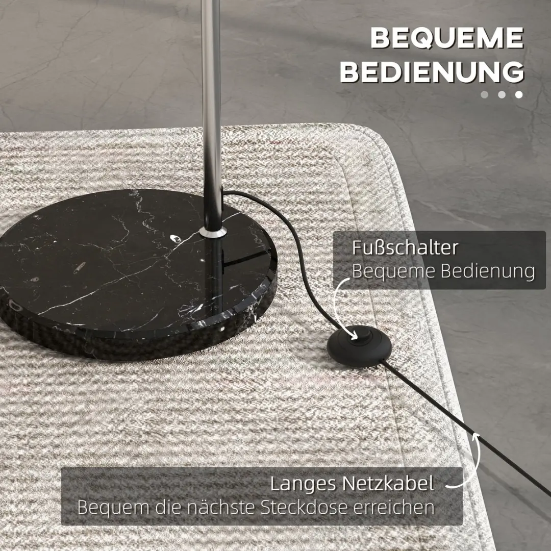 Homcom Vloerlamp Metaal Marmer 110-180cm - 40W - afbeelding 6 van 6