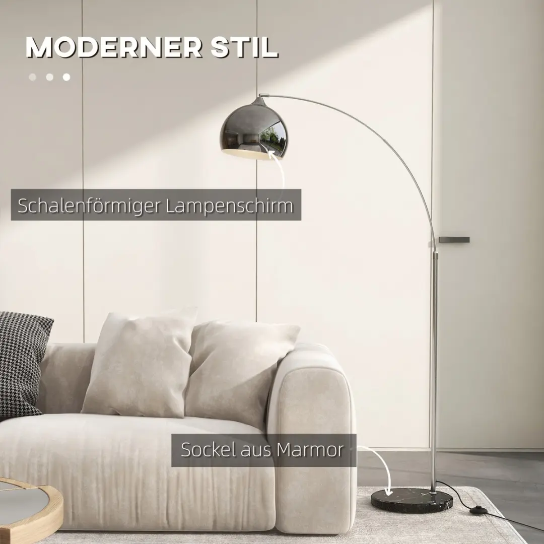 Homcom Vloerlamp Metaal Marmer 110-180cm - 40W