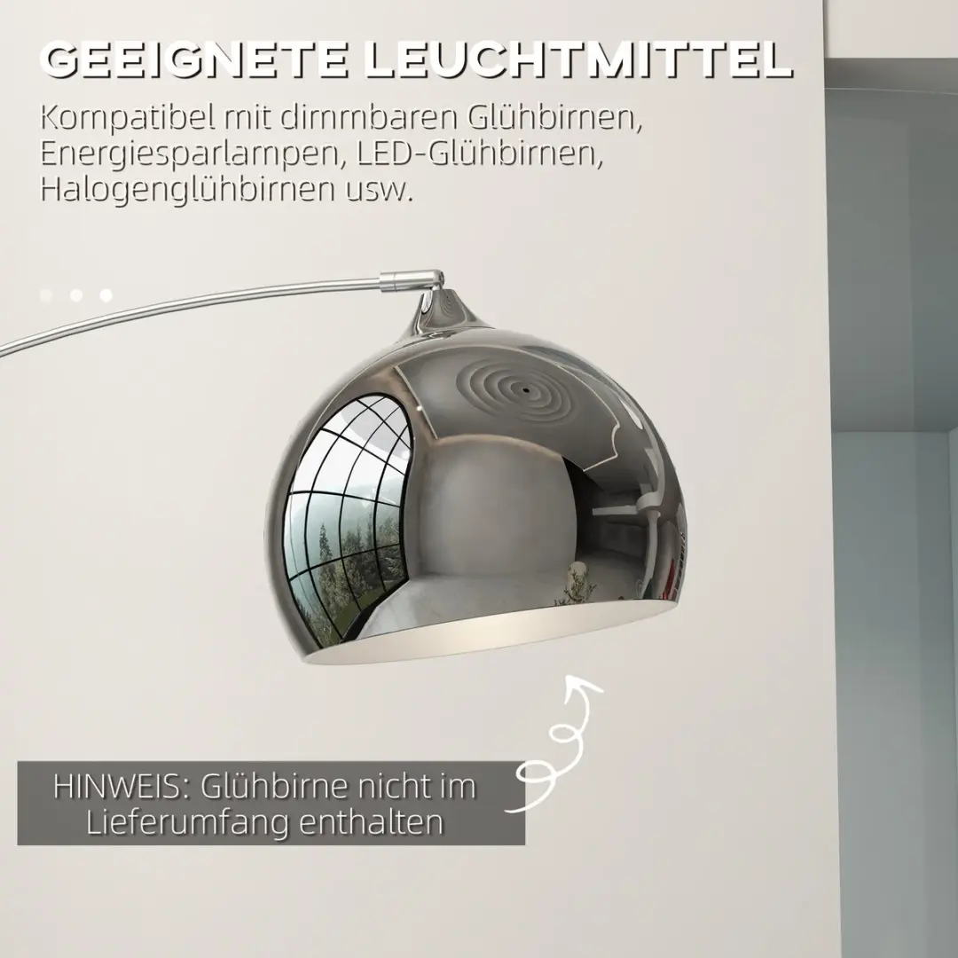 Homcom Vloerlamp Metaal Marmer 110-180cm - 40W
