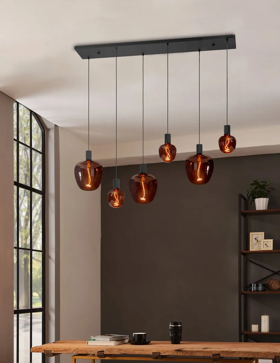 Eglo Nogalte Hanglamp 6x E27 - 130cm - Zwart