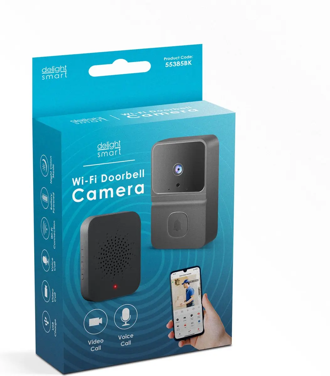 Delight Video Deurbel 55385BK - HD met Nachtzicht
