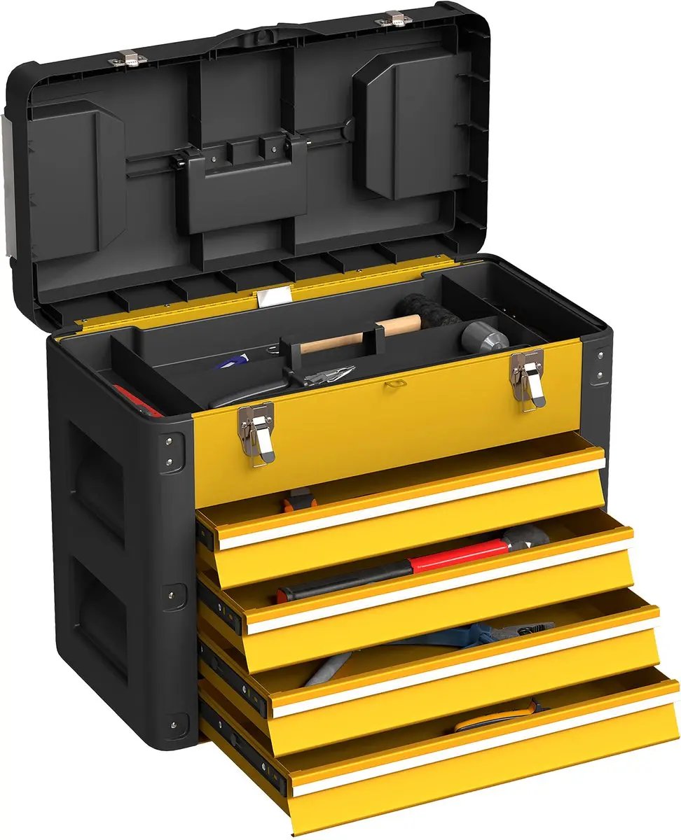 Homcom Gereedschapskist Geel 49,7x25,3x40,7cm