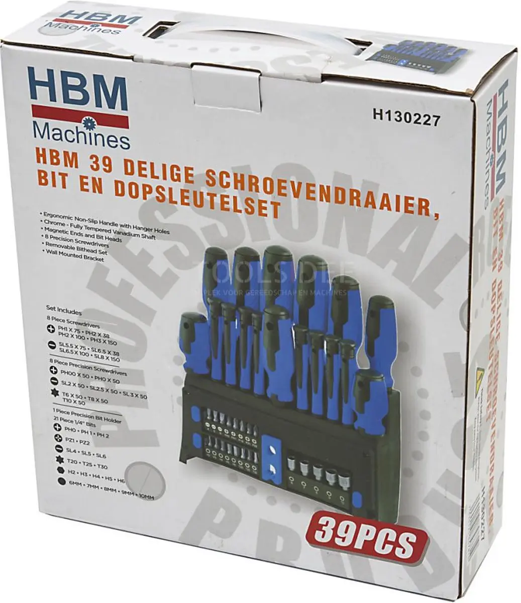 HBM 39-delige Schroevendraaierset - Kruiskop/Plat/Torx/Hex