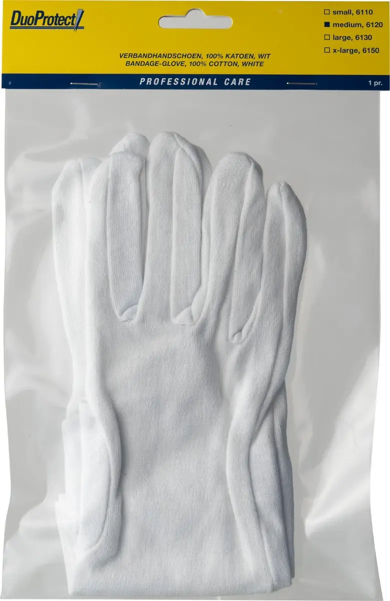 Duoprotect Katoenen Handschoenen Medium - 2 Stuks Wit