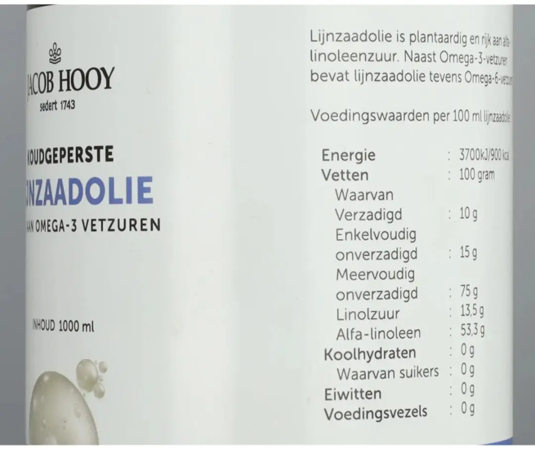 Jacob Hooy Lijnzaadolie 1000ml