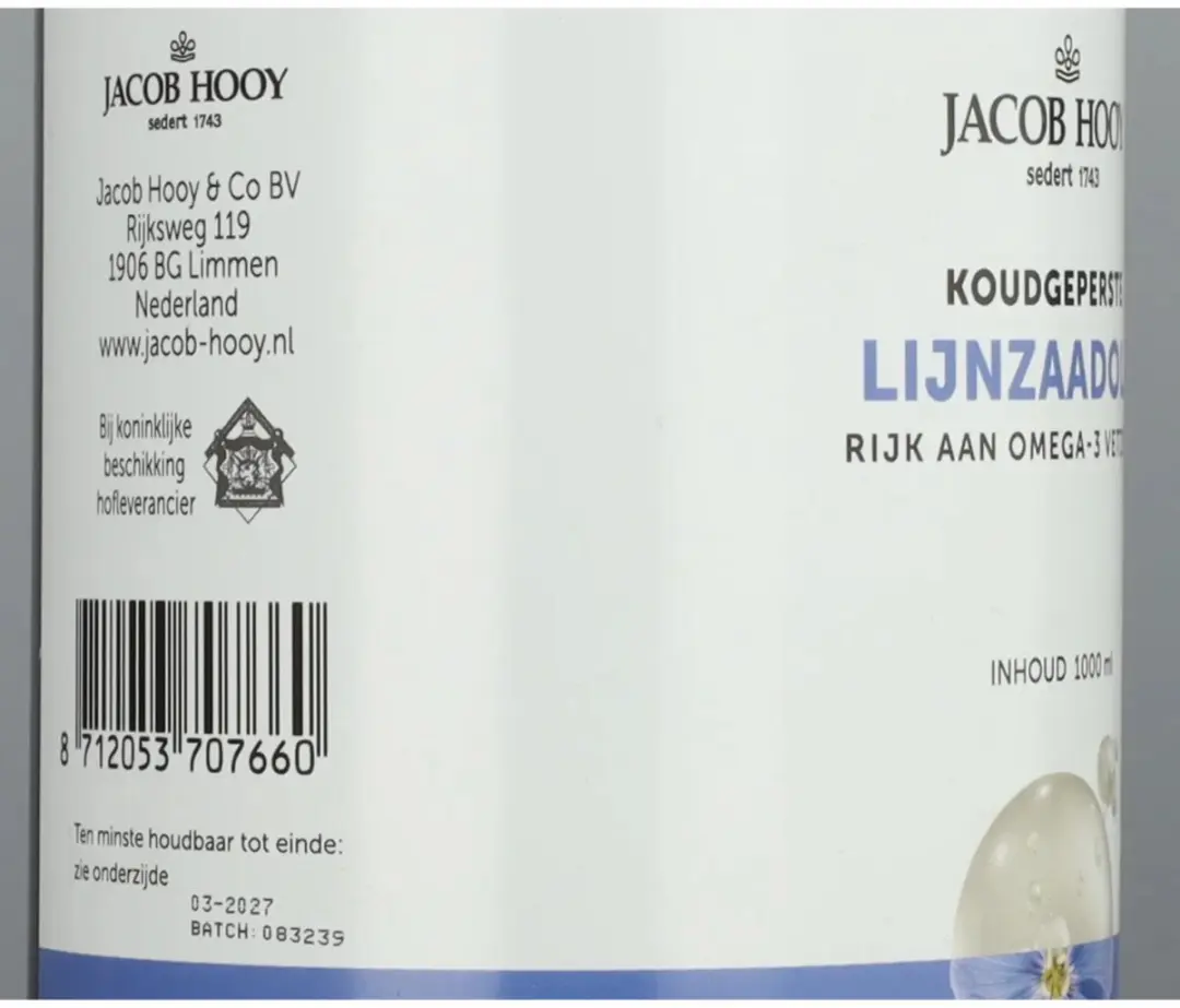 Jacob Hooy Lijnzaadolie 1000ml