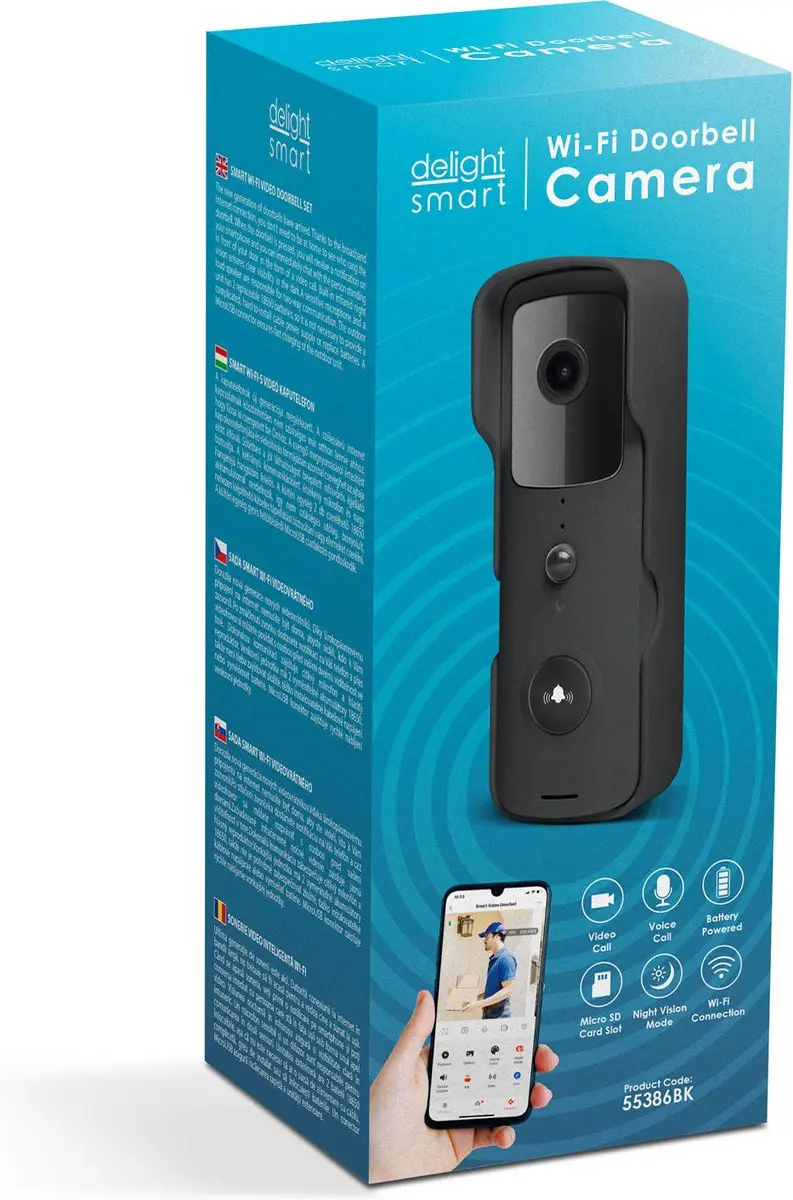 Delight Video Deurbel 55386BK - Full HD 1080p - Zwart
