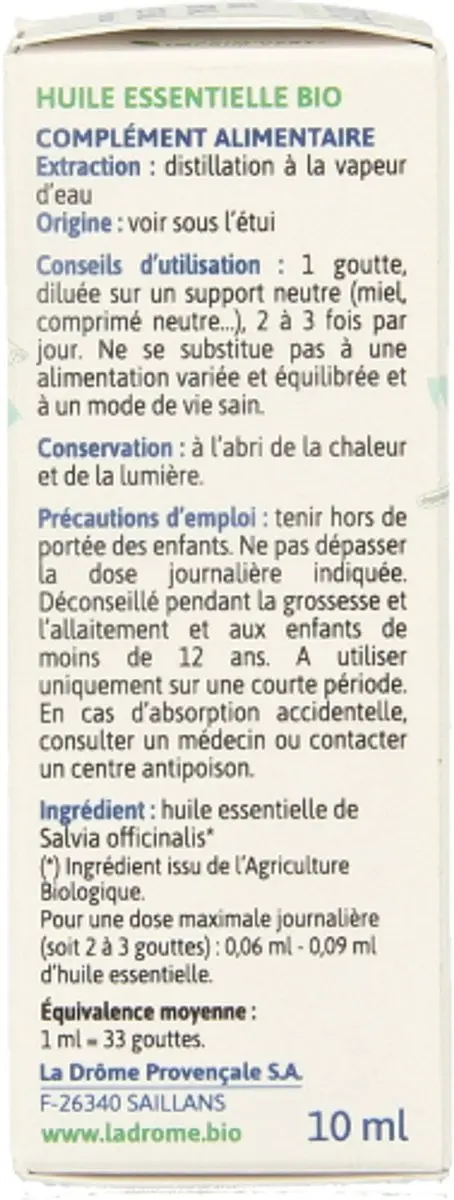 Ladrôme Cruydhof Salie Bio 10ml
