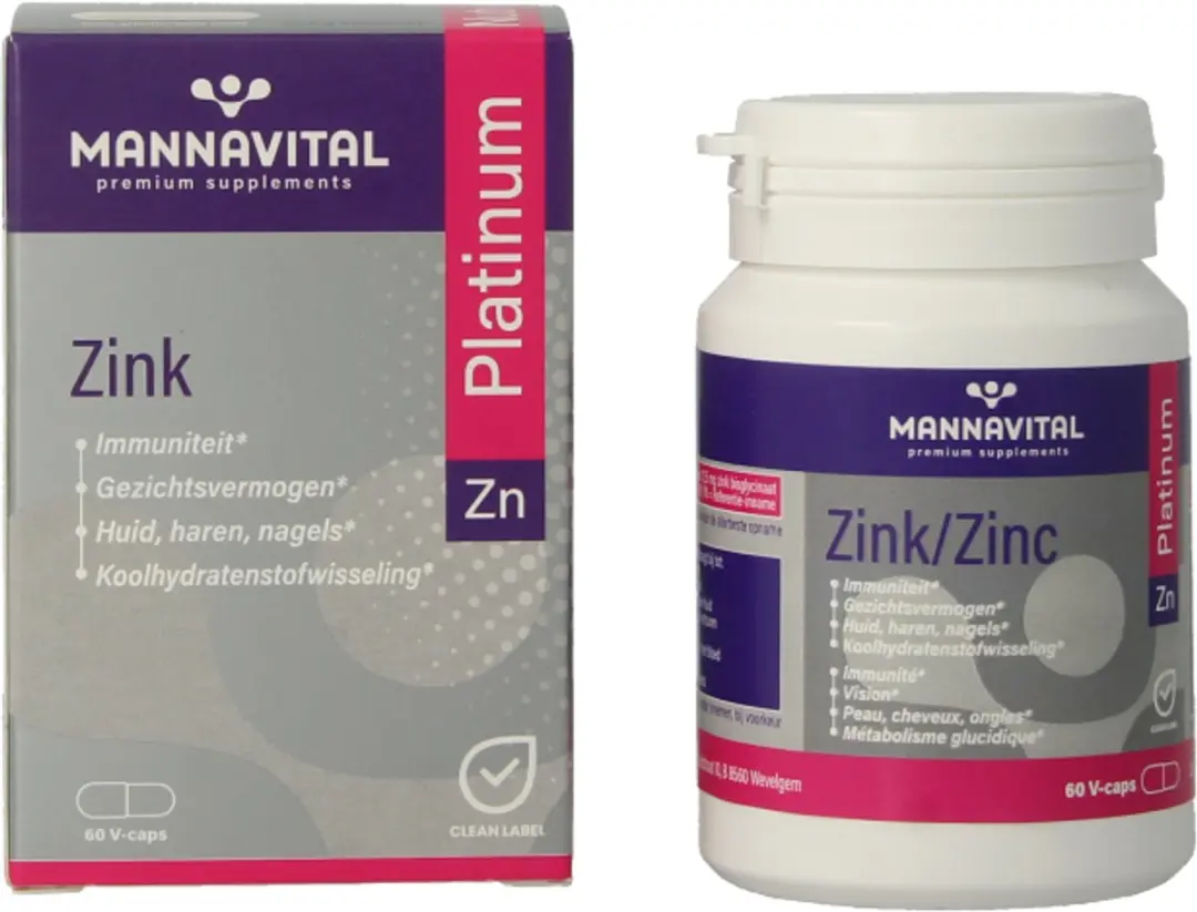 Mannavital Zink Platinum 60 Vegetarische Capsules