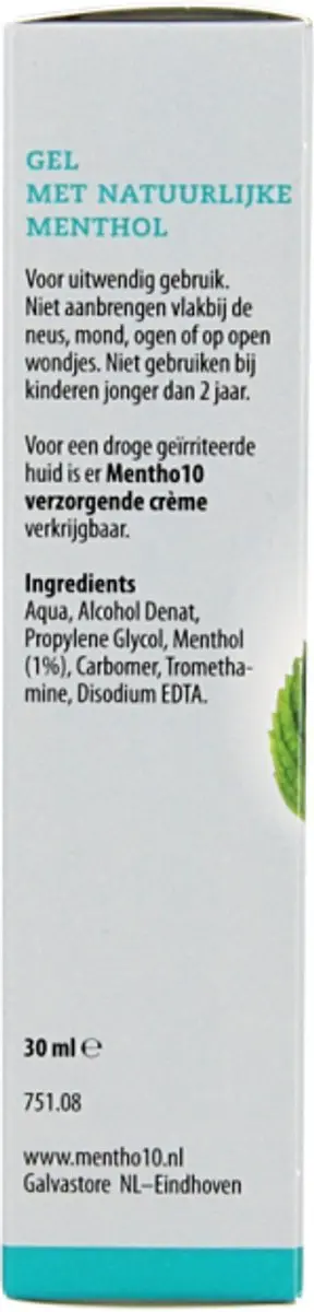 Mentho 10 Mentholgel 30ml - Huidontsmettingsmiddel