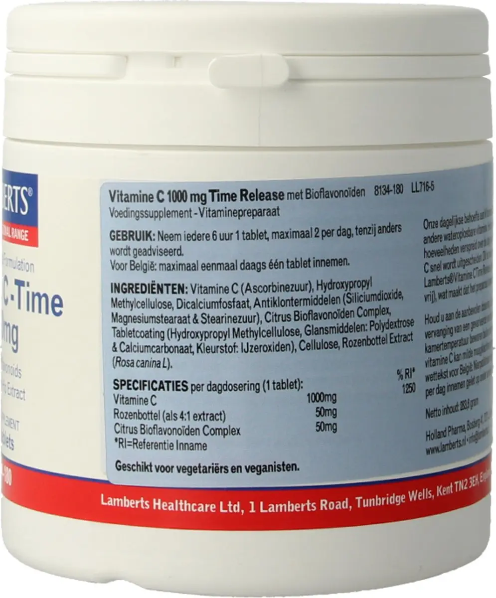 Lamberts Vitamine C 1000 Tr&Biof L8134 - 180 Stuks