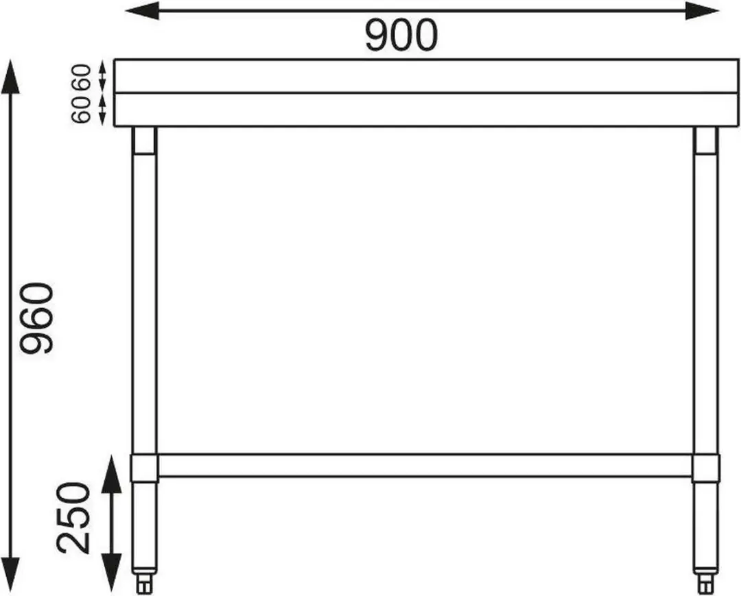 Vogue T380 RVS Werktafel 90x90x60cm