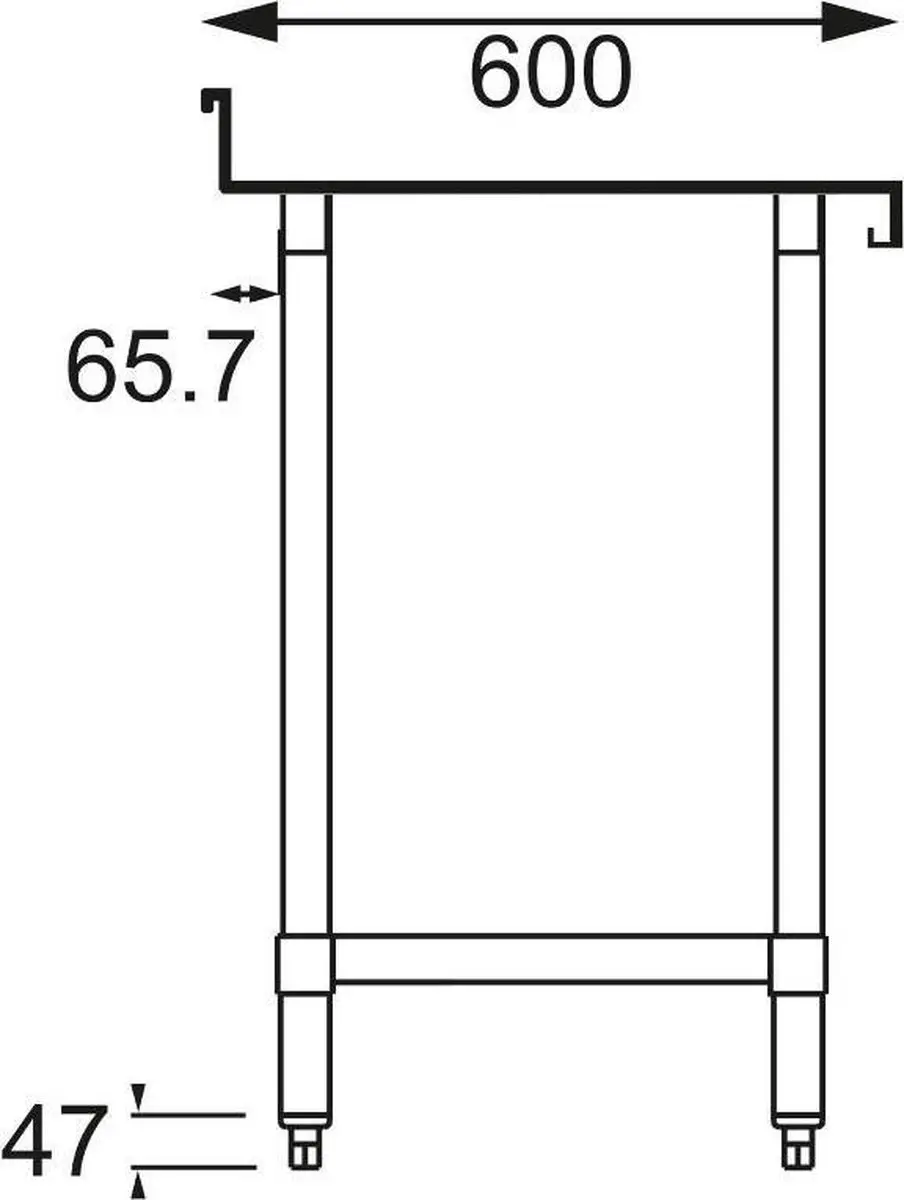 Vogue T380 RVS Werktafel 90x90x60cm