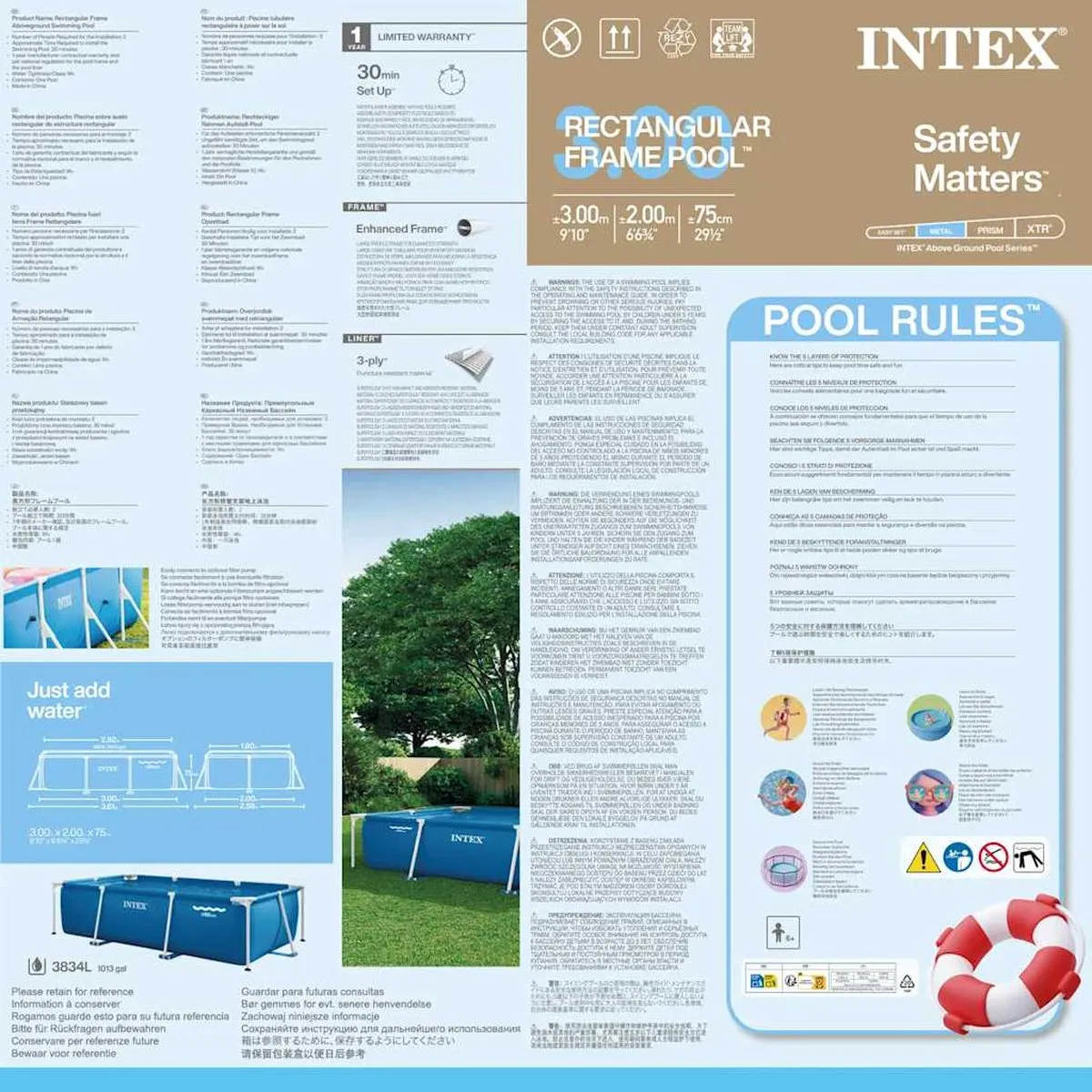Intex Frame Zwembad 300x200x75cm - 3834L - Blauw
