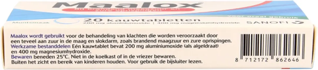 Maalox Kauwtabletten Muntsmaak - 20 Stuks