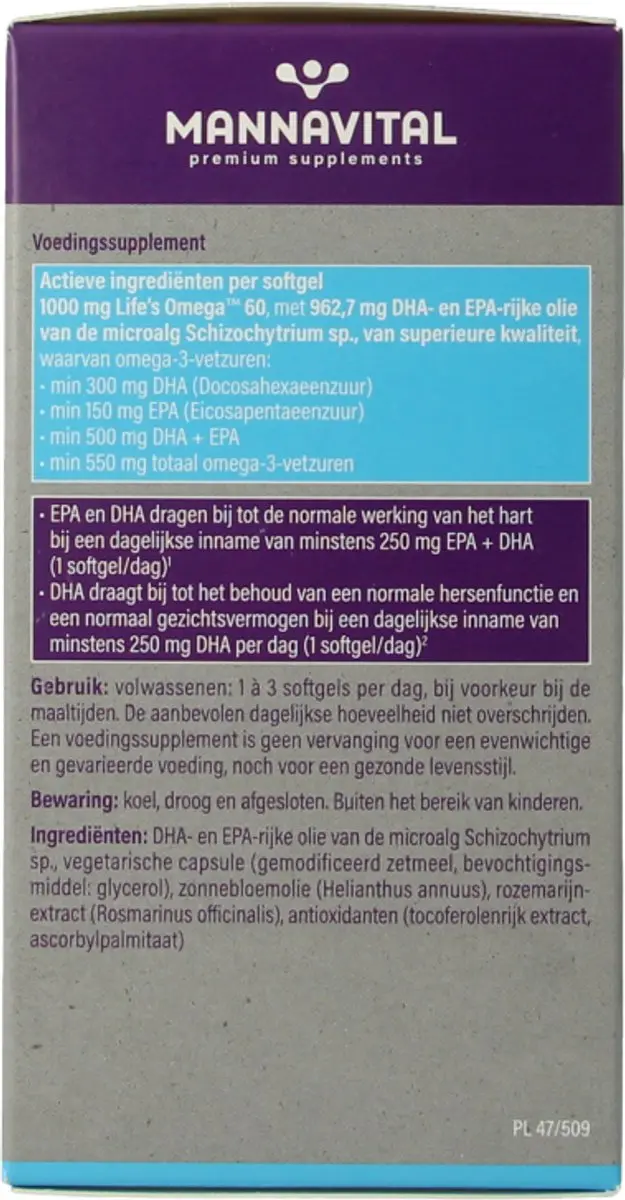 Mannavital Omega-3 Algenolie 60 Softgels