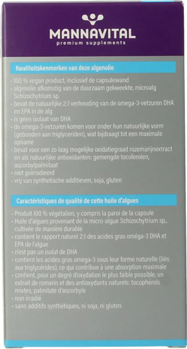 Mannavital Omega-3 Algenolie 60 Softgels