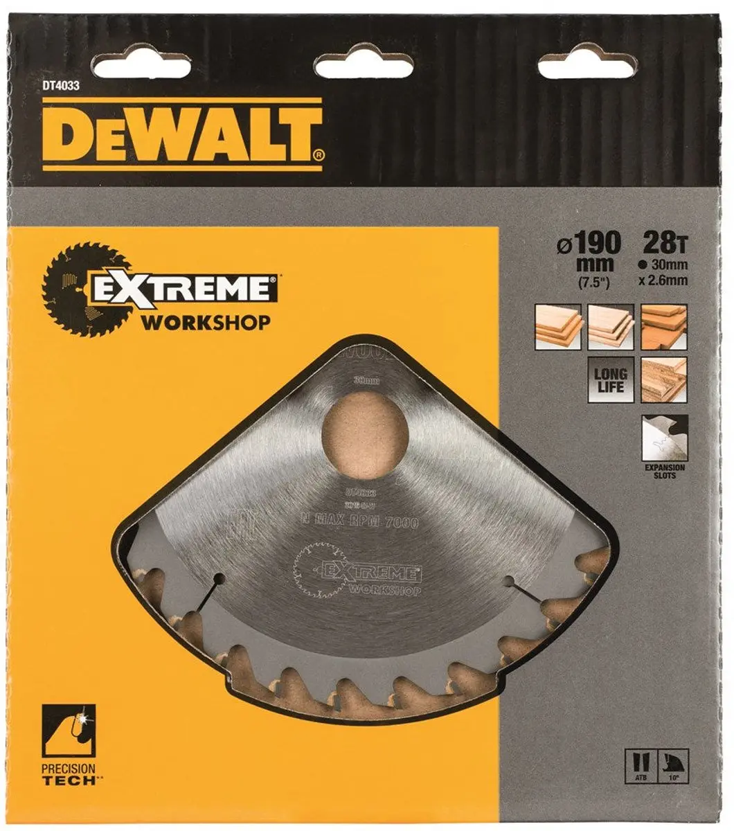 DeWalt Extreme DT4033-QZ Cirkelzaagblad Hout 190mm 28T