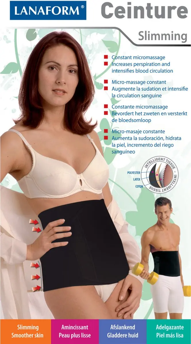 Lanaform Dynamic Zweetband Buik - Afslankgordel Zwart