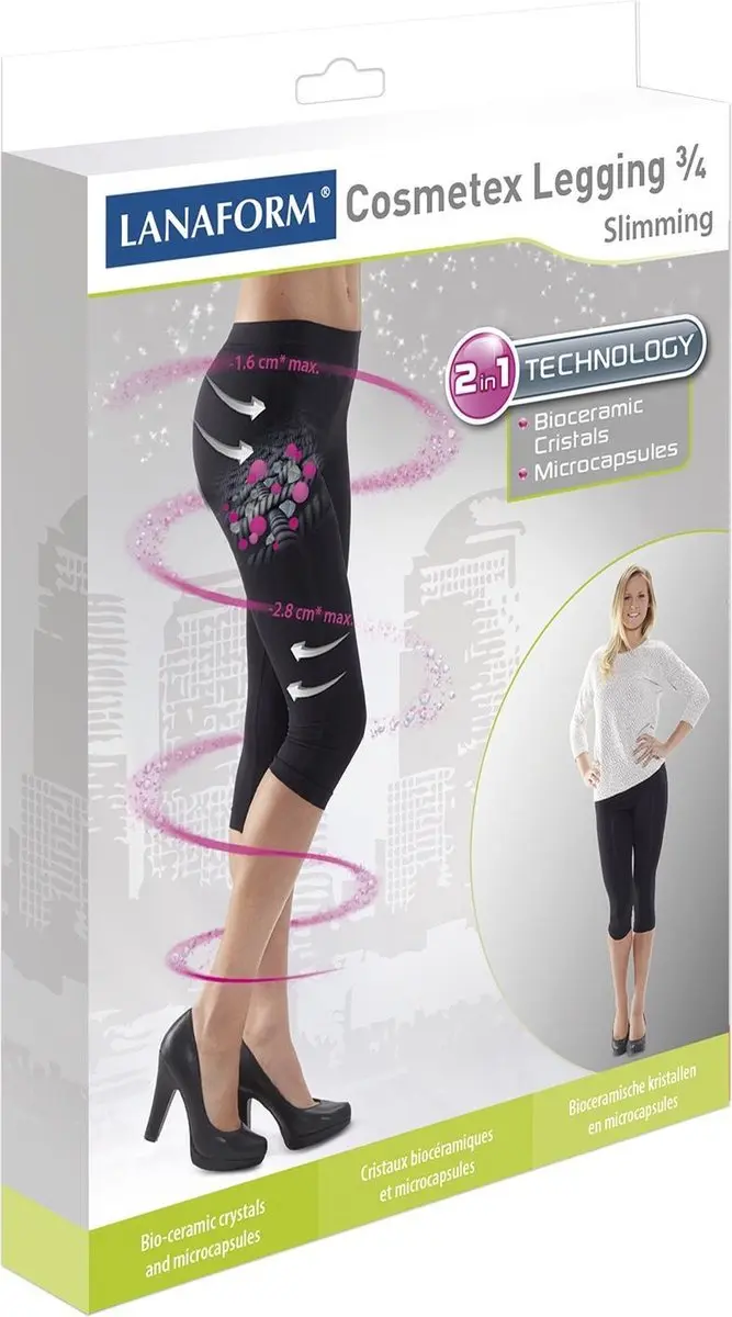 Lanaform Cosmetex Shapewear 3/4 Legging XL - Zwart