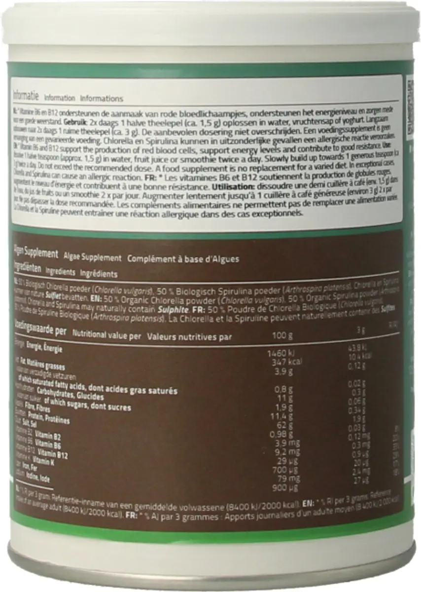 Mattisson Biologisch Chlorella & Spirulina Poeder 125g