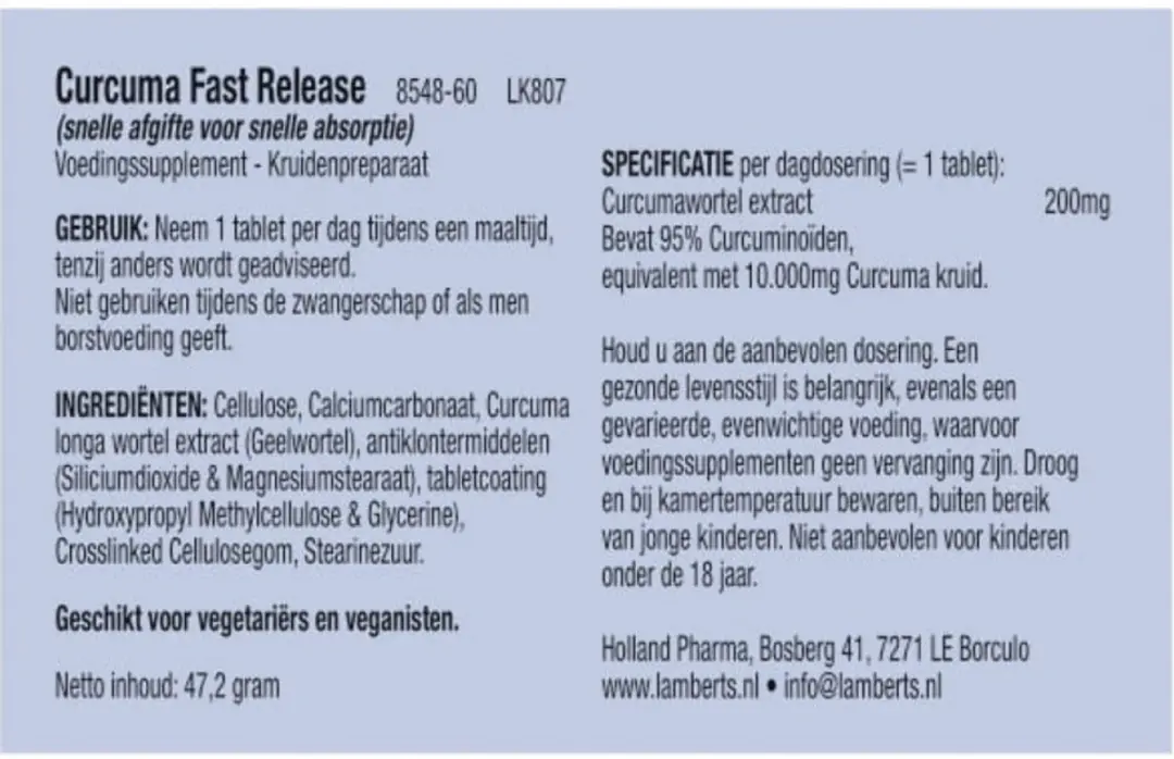 Lamberts Curcuma Fast Release 60 Tabletten