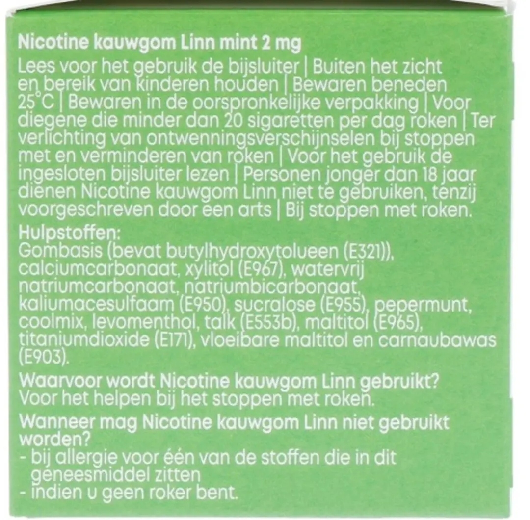 Linn Nicotine Kauwgom Mint 2mg - 96 Stuks