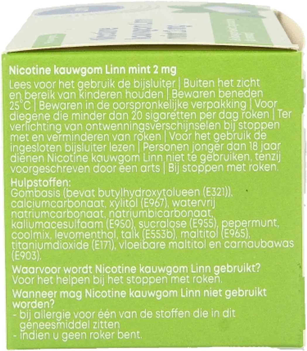 Linn Nicotine Kauwgom Mint 2mg - 96 Stuks - afbeelding 6 van 6