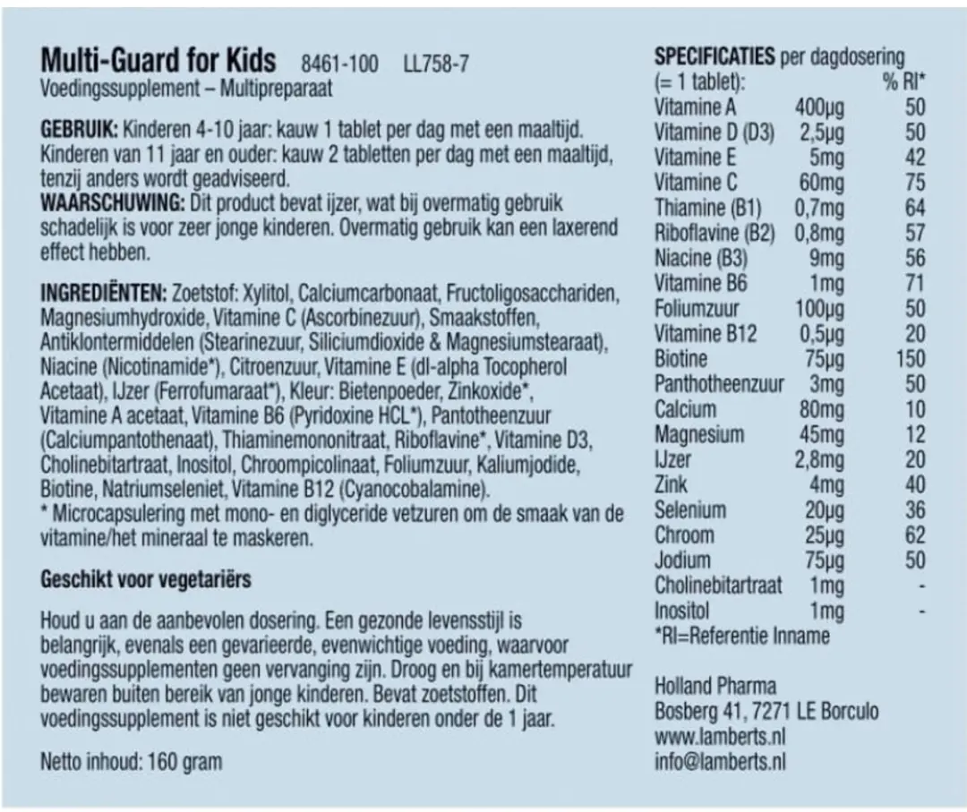Lamberts Multi Guard For Kids Multivitamine - 100 Tabletten