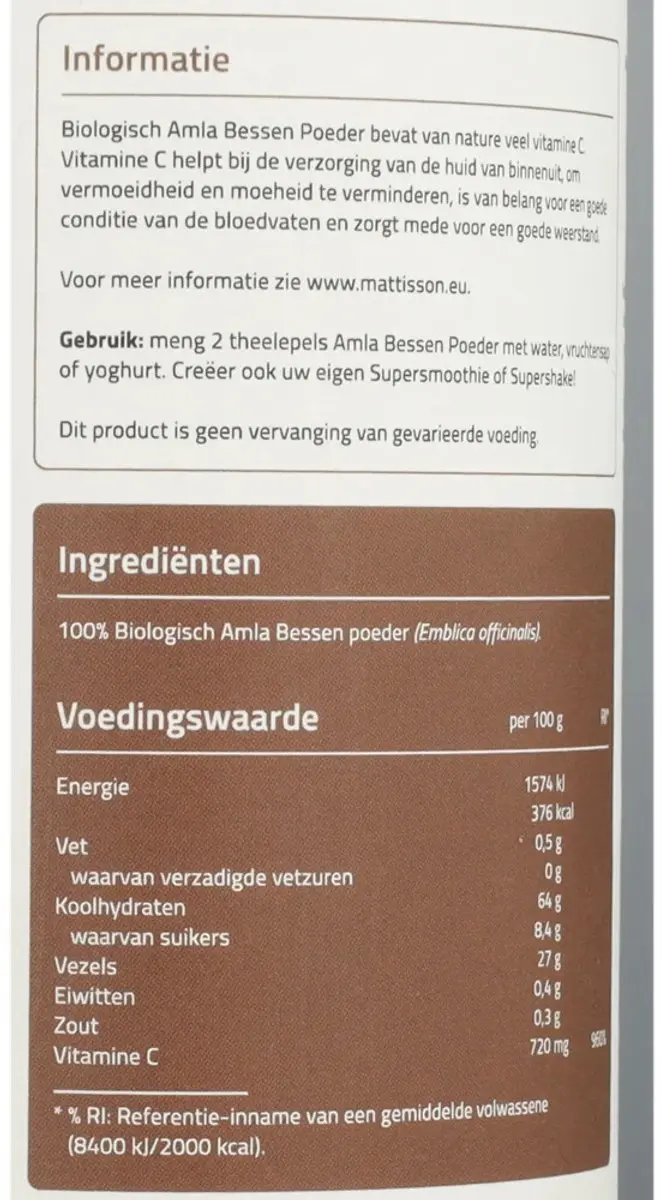 Mattisson Biologische Amla Berry Poeder 220g
