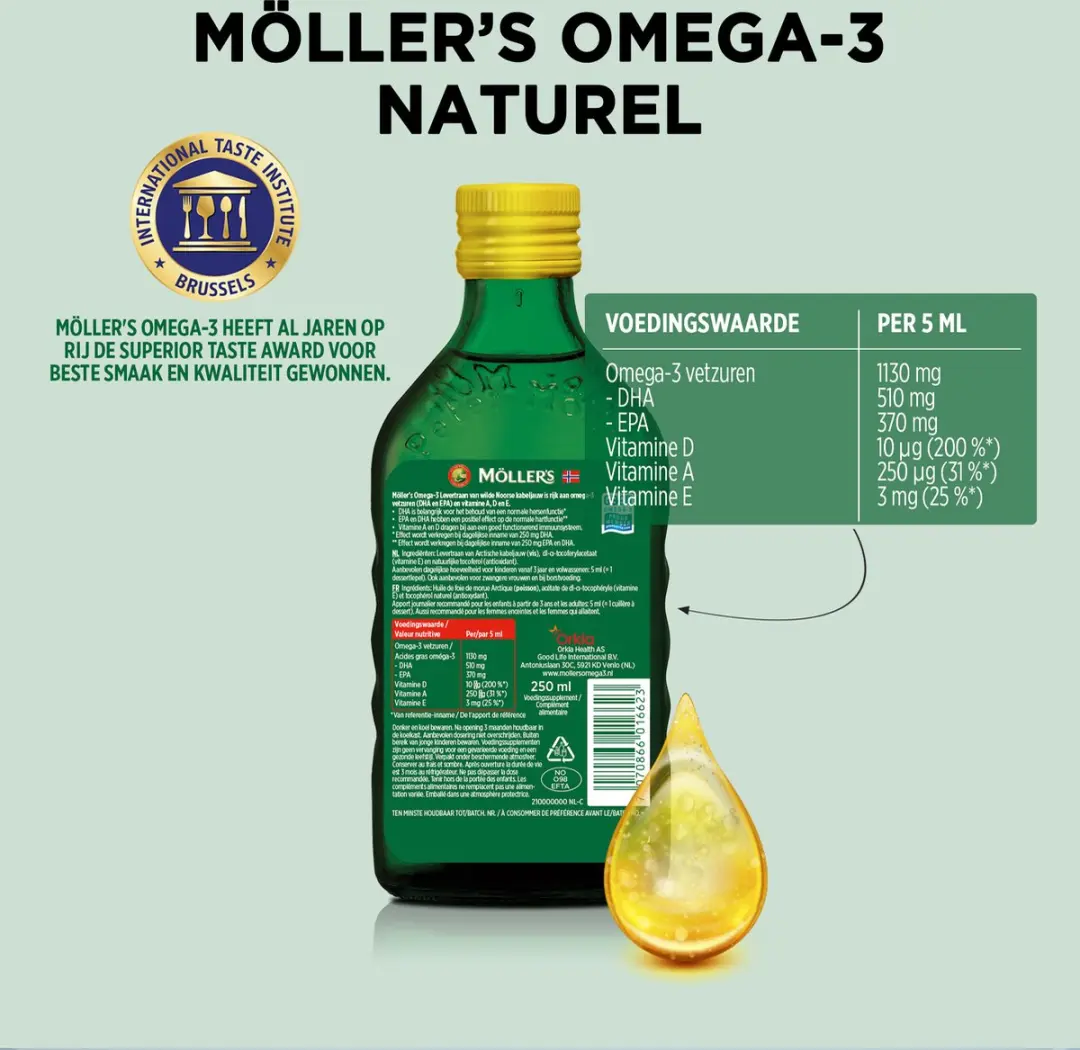 Mollers Omega-3 Levertraan Naturel 6x250ml