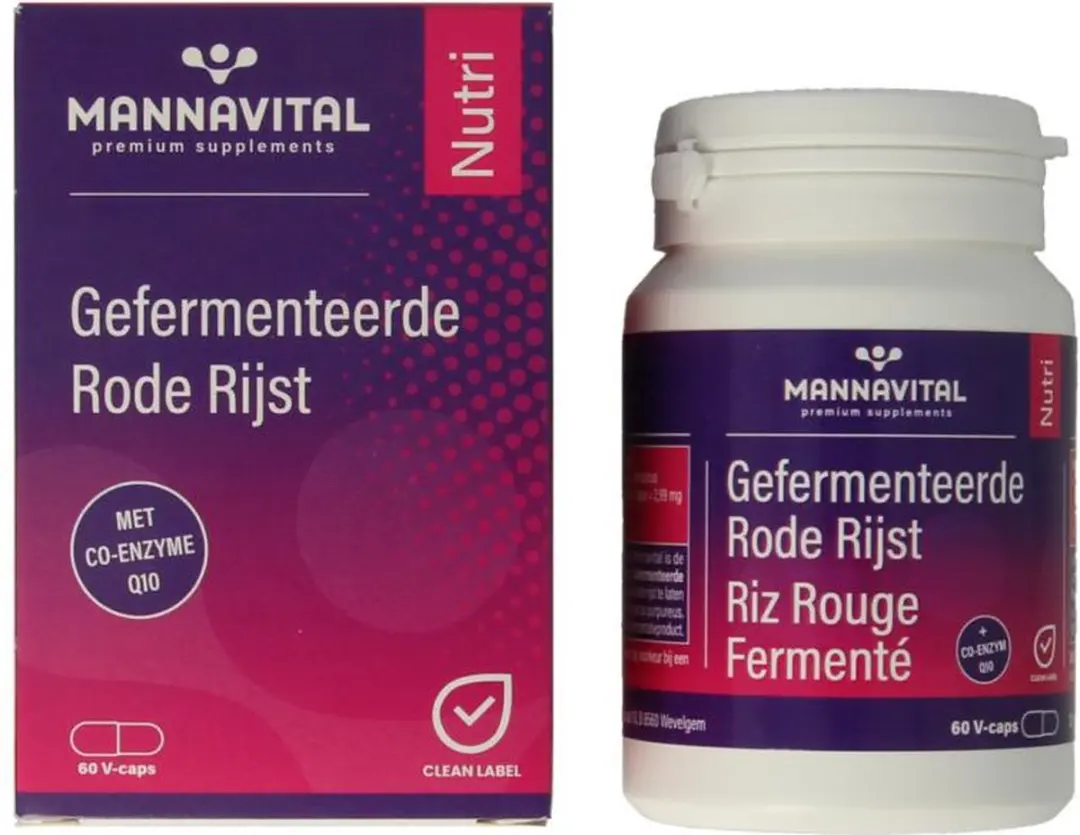 Mannavital Gefermenteerde Rode Rijst 60 Capsules