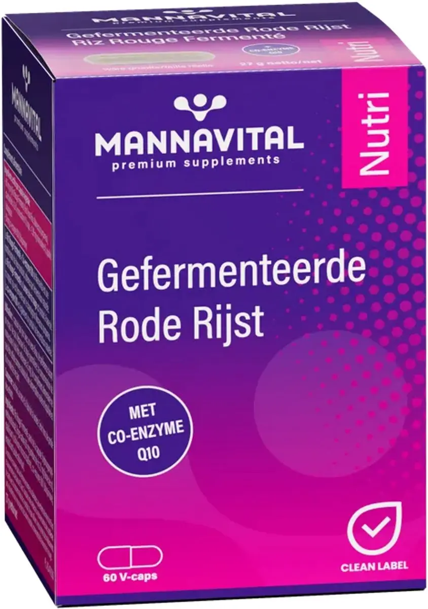 Mannavital Gefermenteerde Rode Rijst 60 Capsules