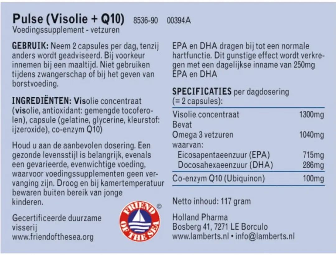 Lamberts Pulse Visolie + Q10 90 Capsules