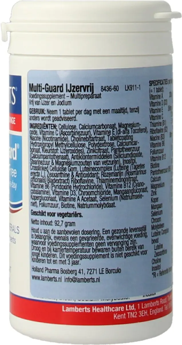 Lamberts Multi-guard IJzervrij 60 Tabletten